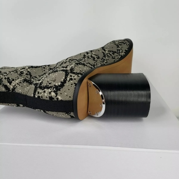 Steven N.Y. Nikia Multi Color Snake Print Fabric Notched Out Heel Boot Sz 8. - Picture 6 of 9